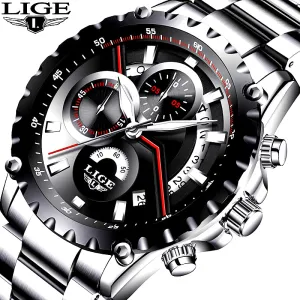 Men Full Steel Business Watch Date Chronograph