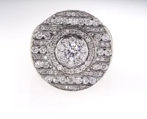 Men's Ice Natural Diamond Ring 6.75 CT F Color SI2 Clarity 14k White Gold