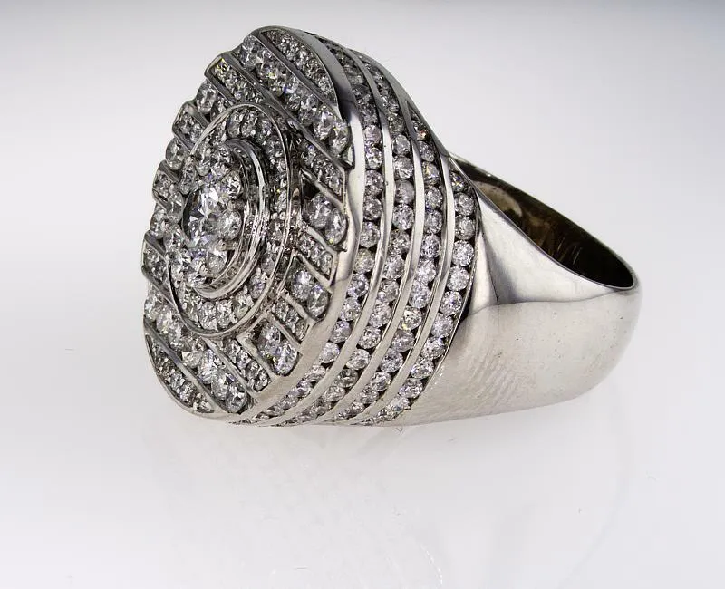 Men's Ice Natural Diamond Ring 6.75 CT F Color SI2 Clarity 14k White Gold