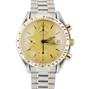 Men's Omega Speedmaster 38mm Date Chronograph Two-Tone Champagne Dial 175.0043