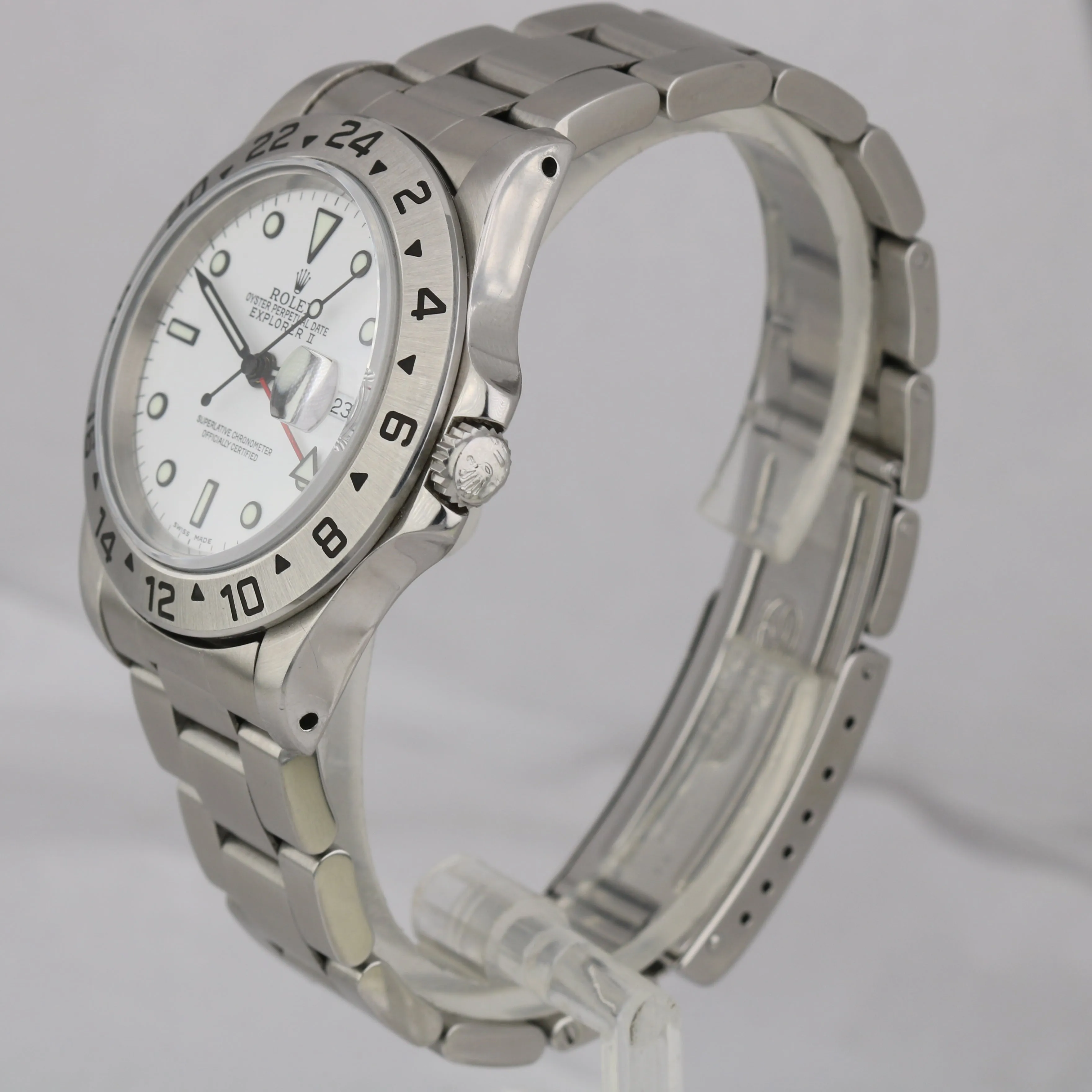 Men's Rolex Explorer II 40mm Polar White Dial Stainless Steel Lume 16570 Watch