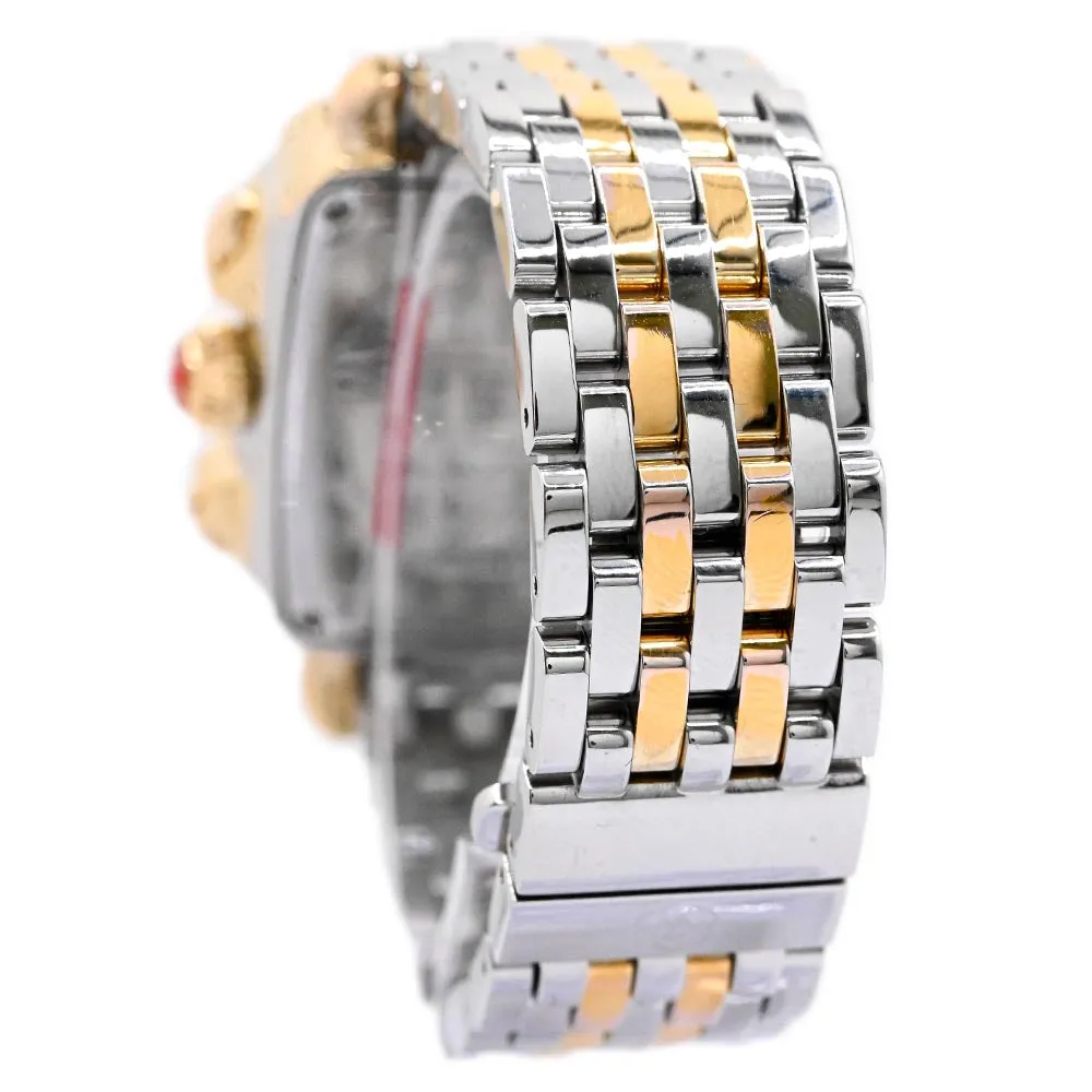 Michele Ladies Deco Diamond Chronograph Two Tone Plated Yellow Gold and Steel 33mm White MOP Diamond Dial Watch Reference #: MW06P00C9046