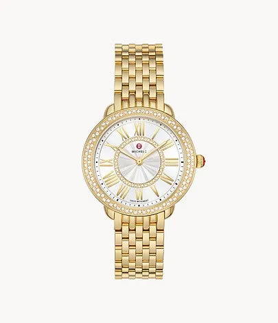 Michele Serein Mid 18k Gold-Plated Diamond Watch