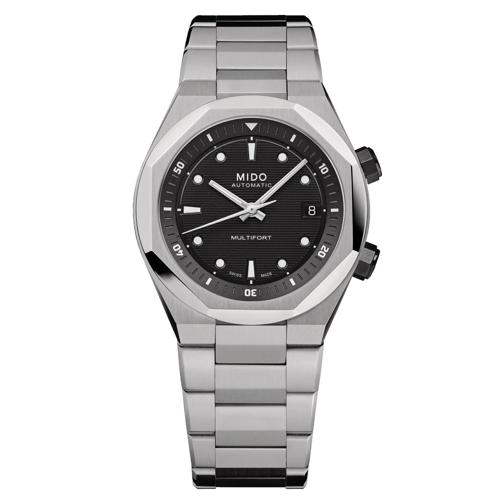 Mido Multifort 8 Two Crowns 40mm Black Dial Steel Men's Watch M0475071105100