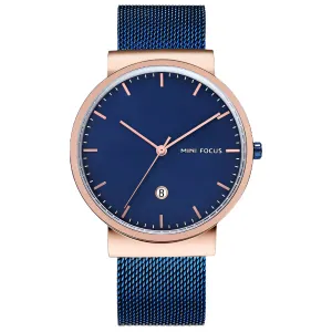 Mini Focus Blue Mesh Bracelet Blue Dial Quartz Watch for Gents - MF0184G-04