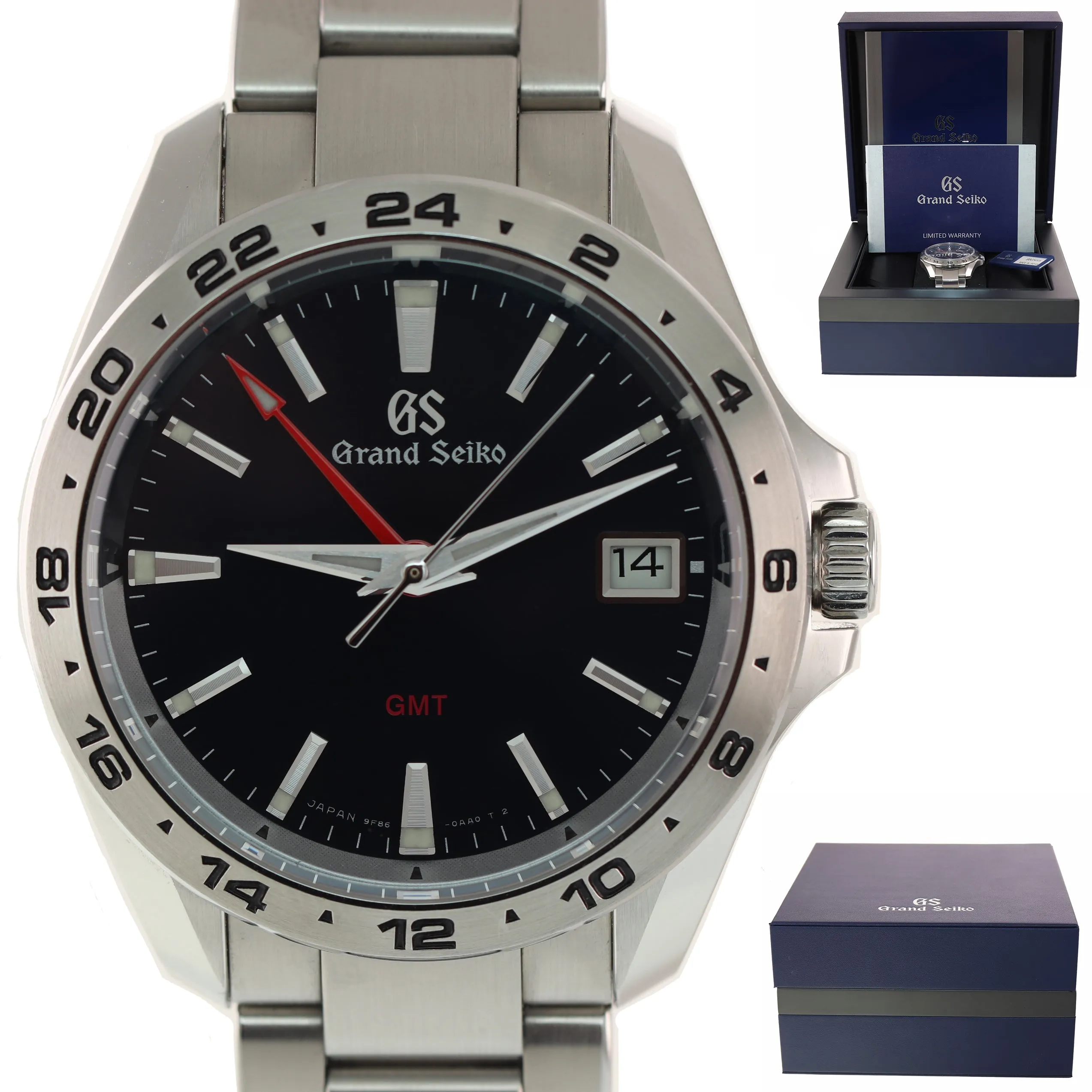 MINT 2020 PAPERS Grand Seiko GMT Blue 39mm Stainless Steel SBGN005 Quartz Watch