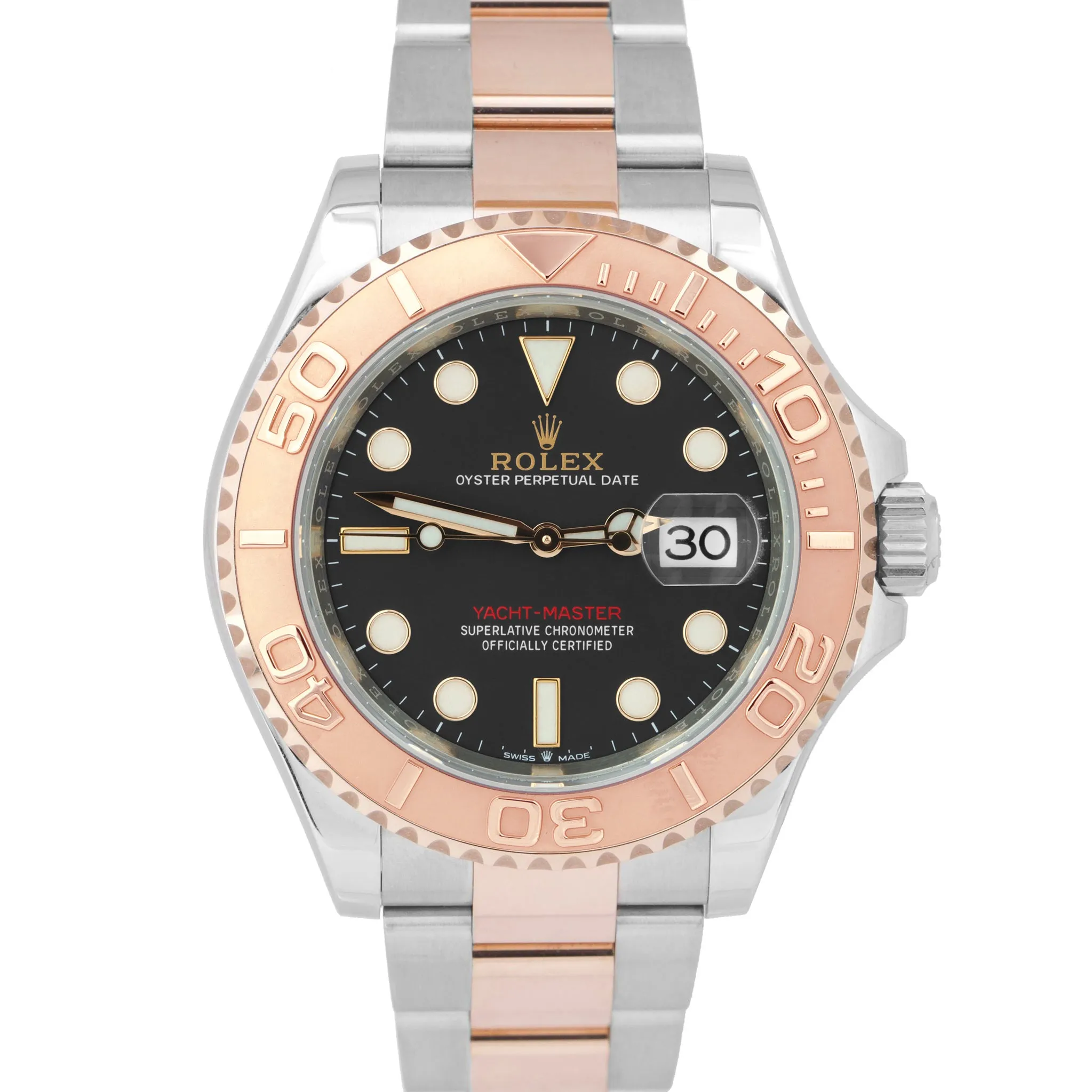 MINT 2020 Rolex Yacht-Master 18K Rose Gold Stainless Black 40mm 126621 Watch B P