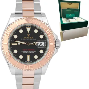 MINT 2020 Rolex Yacht-Master 18K Rose Gold Stainless Black 40mm 126621 Watch B P