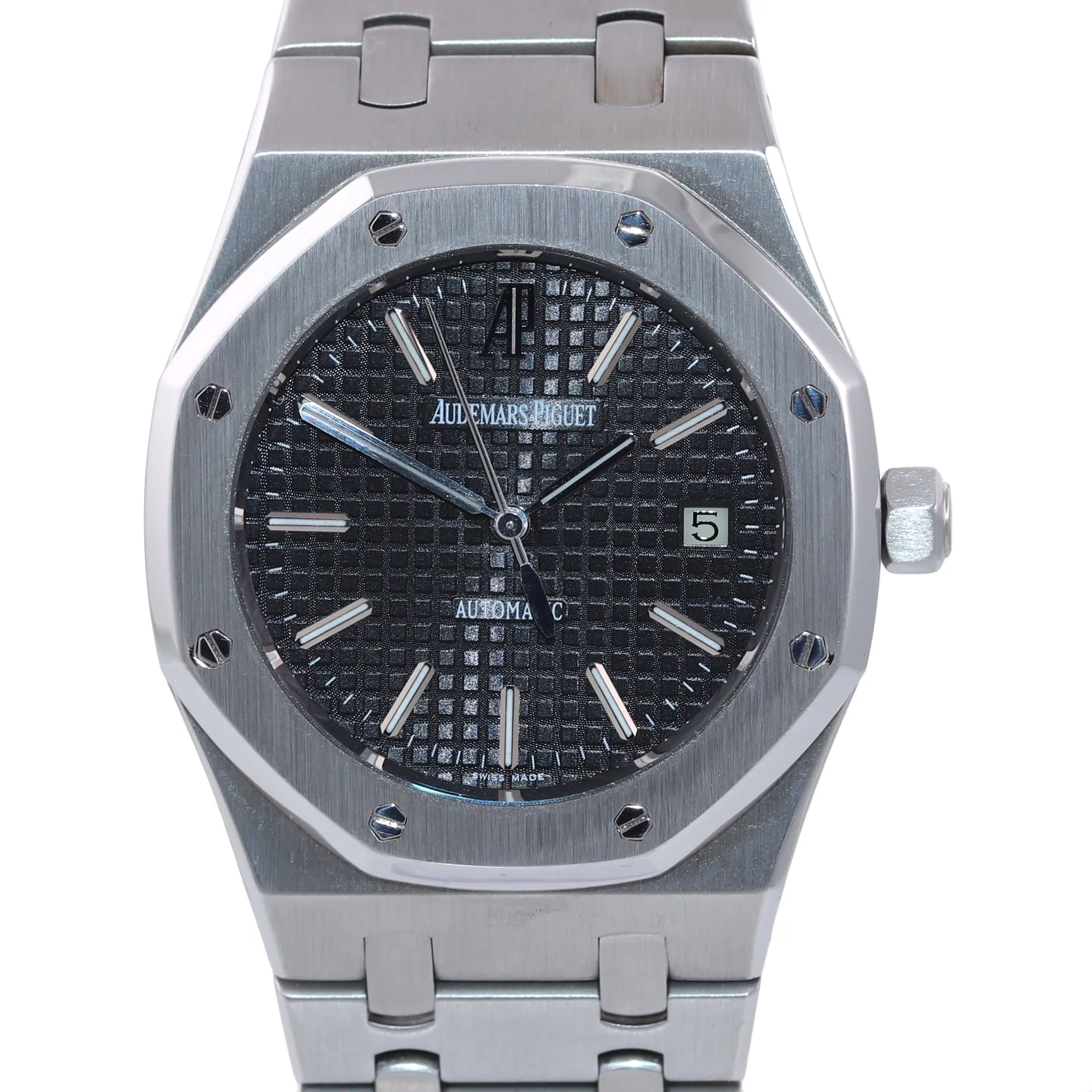 MINT Audemars Piguet Royal Oak Black Stick Dial 39mm Steel 15300 Date Watch Box
