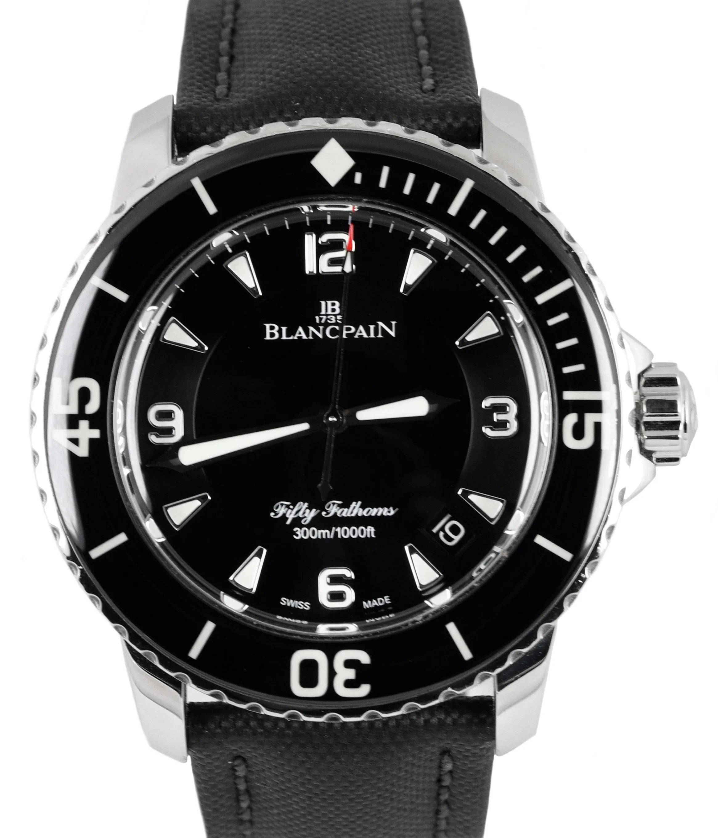 MINT Blancpain Fifty Fathoms Automatic 5015 Stainless Steel 45mm Black Watch