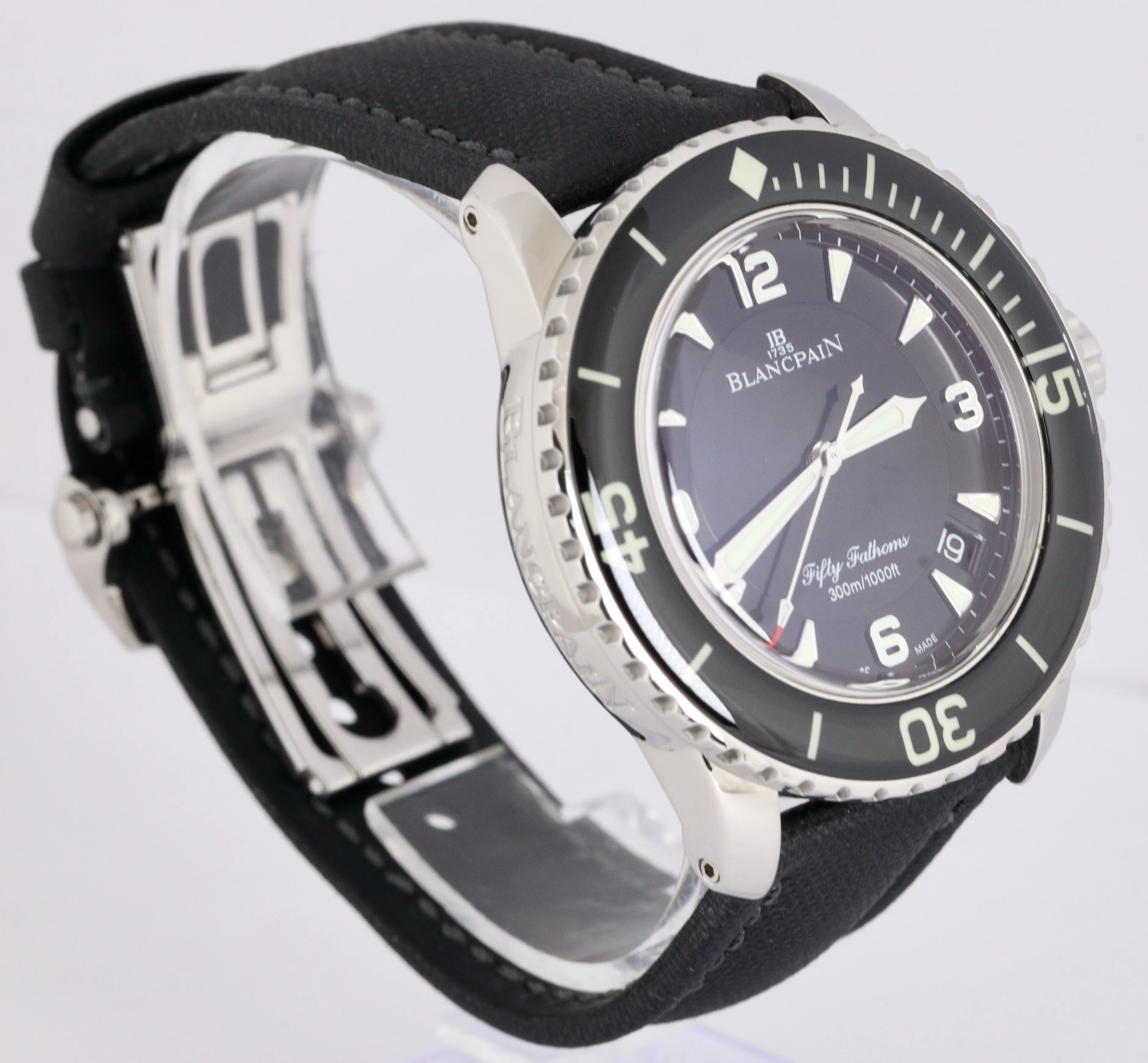 MINT Blancpain Fifty Fathoms Automatic 5015 Stainless Steel 45mm Black Watch
