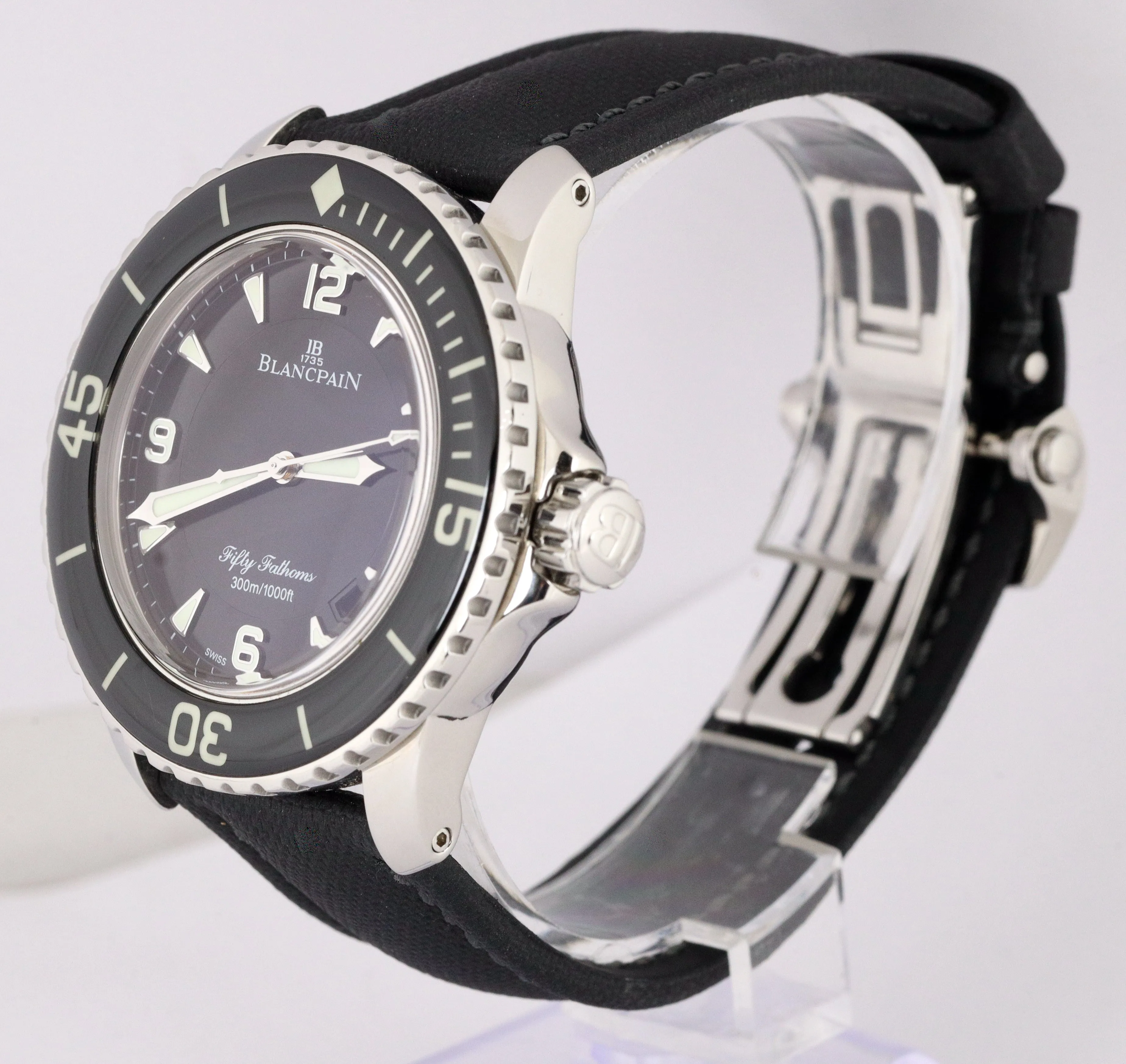 MINT Blancpain Fifty Fathoms Automatic 5015 Stainless Steel 45mm Black Watch