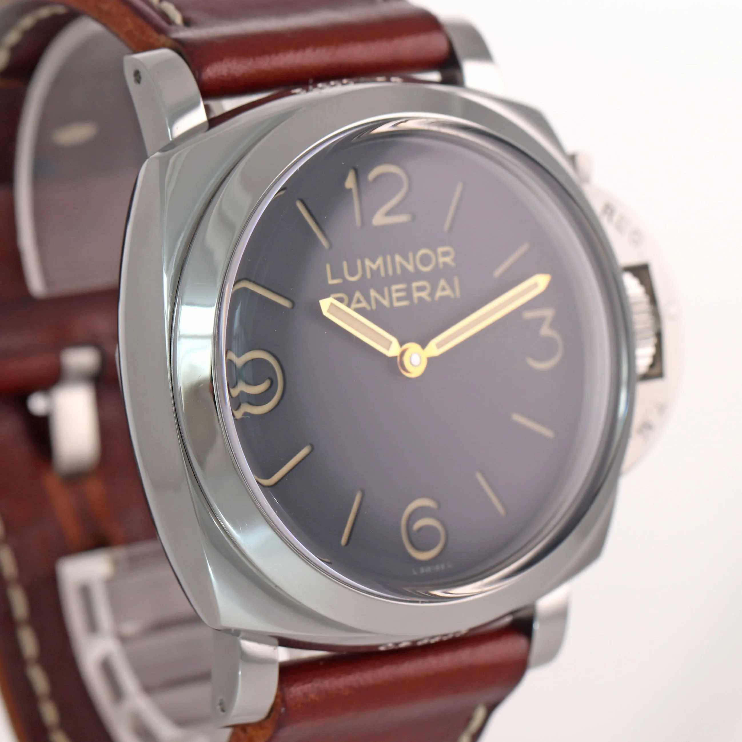 MINT COMPLETE Panerai PAM 372 Luminor 3 Day Steel 47mm N 1950 Manual Wind Watch