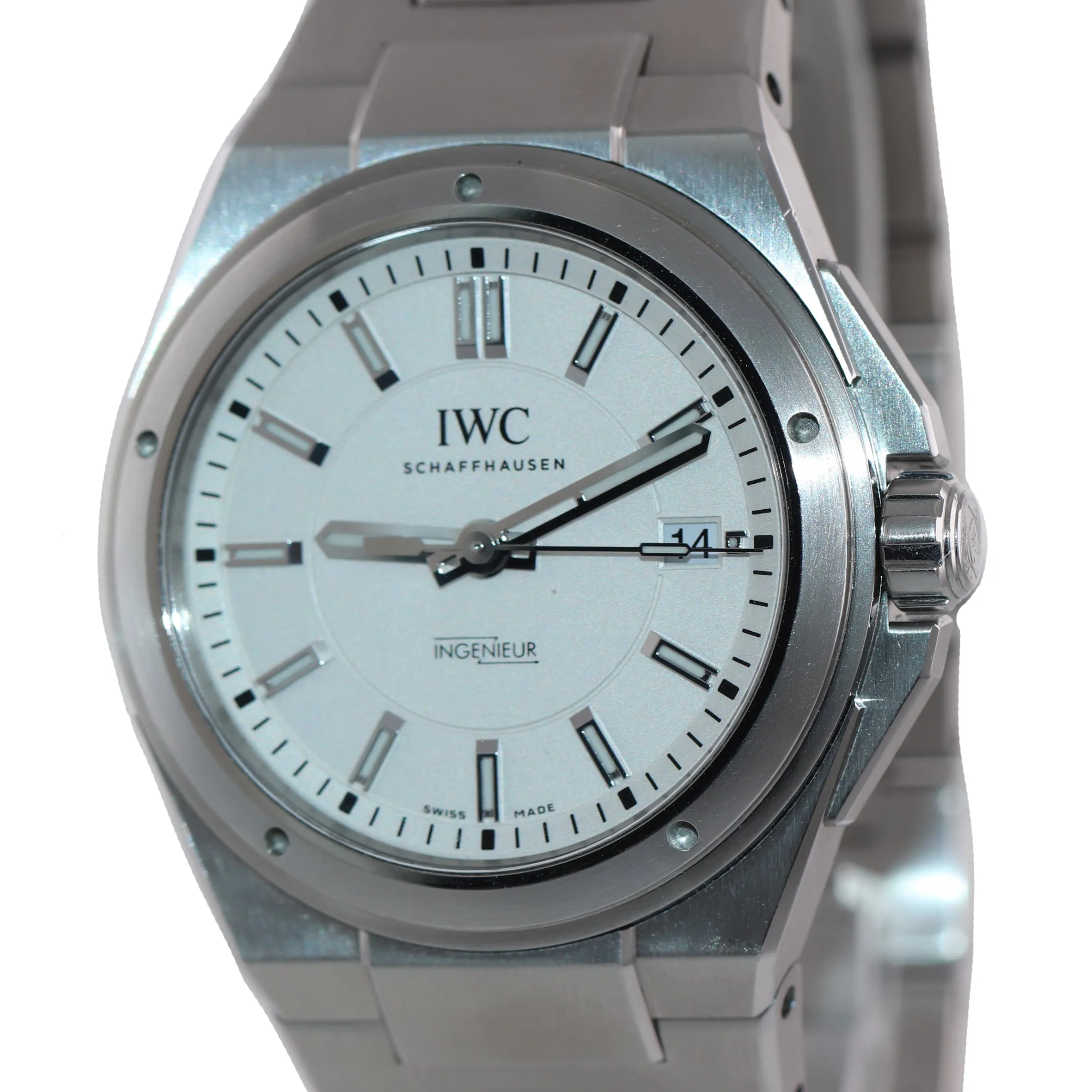 MINT IWC Ingenieur White 40mm Stainless Steel Date  IW323904 3239 3239-04 Watch