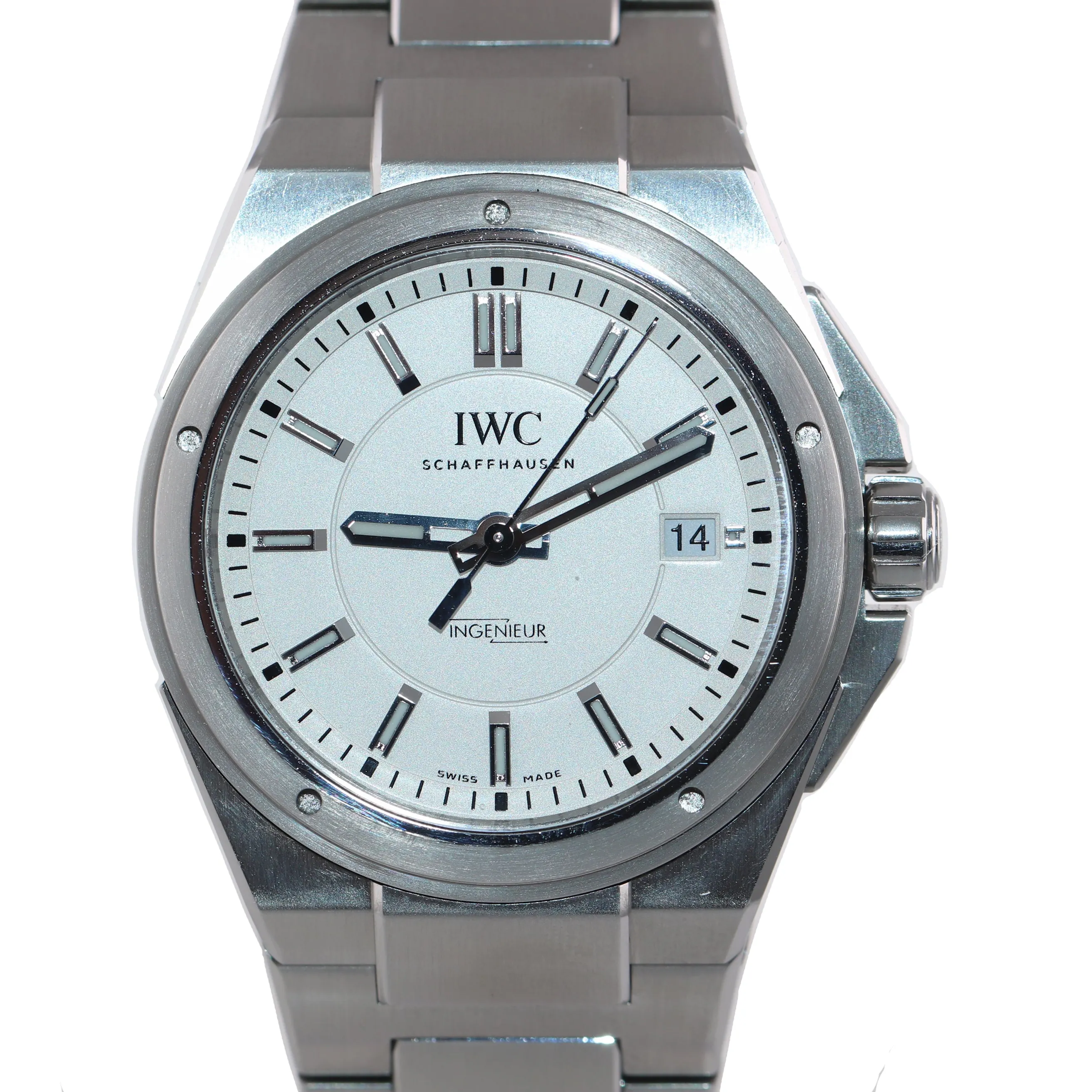MINT IWC Ingenieur White 40mm Stainless Steel Date  IW323904 3239 3239-04 Watch