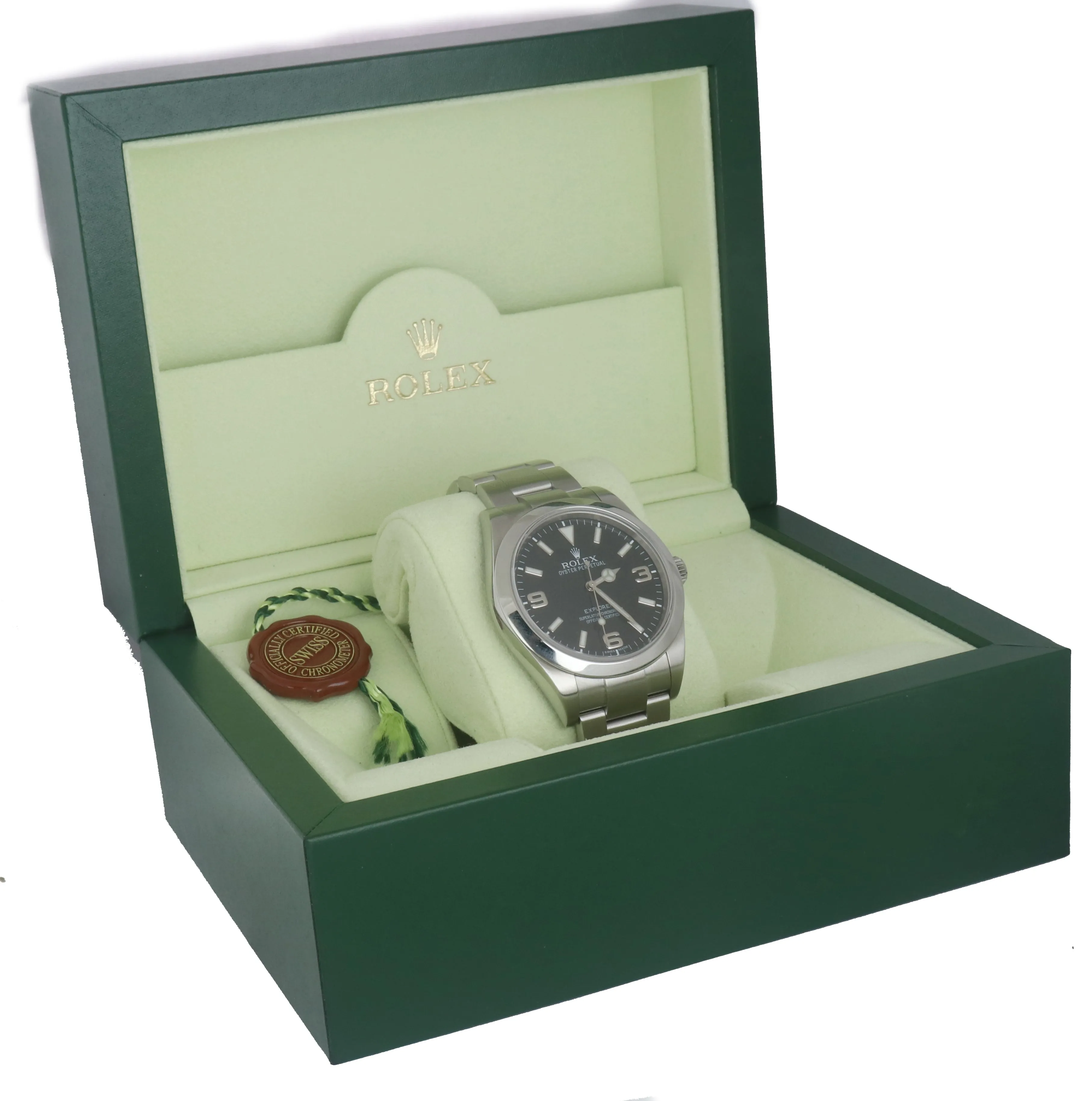 MINT Men's Rolex Explorer I Black Arabic 39mm 214270 G Stainless Steel Oyster
