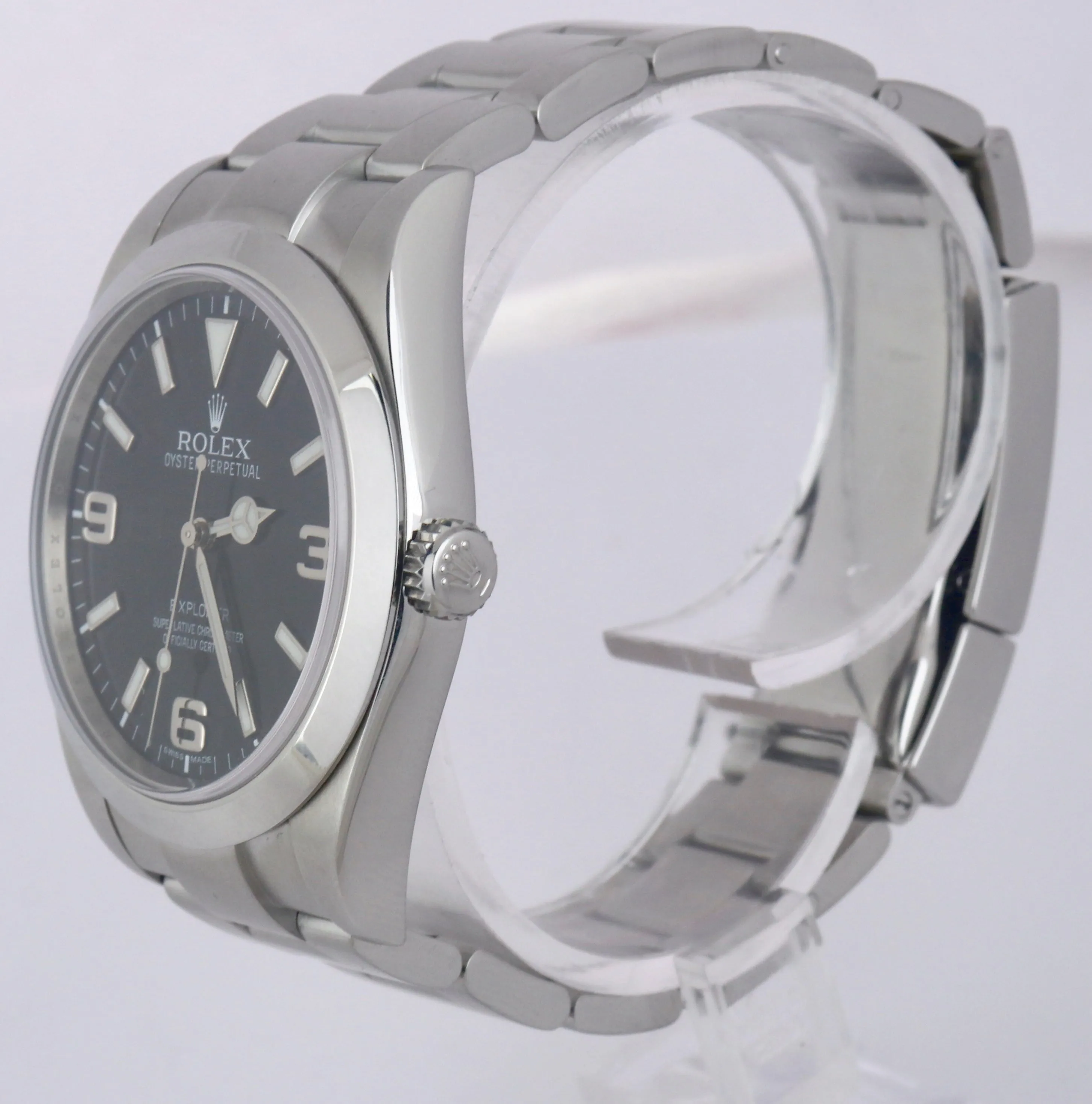 MINT Men's Rolex Explorer I Black Arabic 39mm 214270 G Stainless Steel Oyster