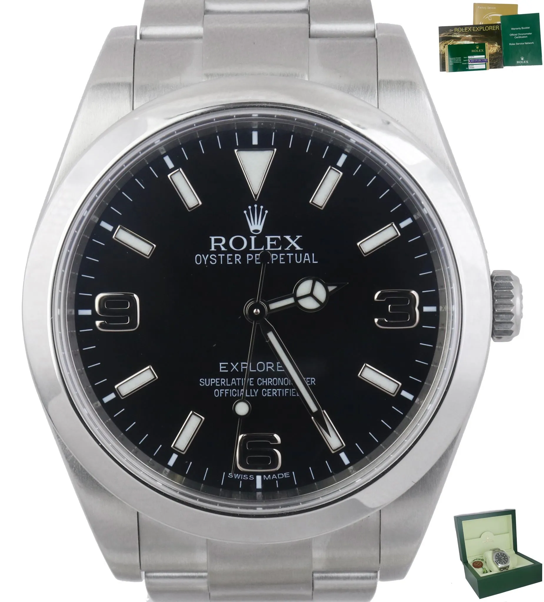 MINT Men's Rolex Explorer I Black Arabic 39mm 214270 G Stainless Steel Oyster