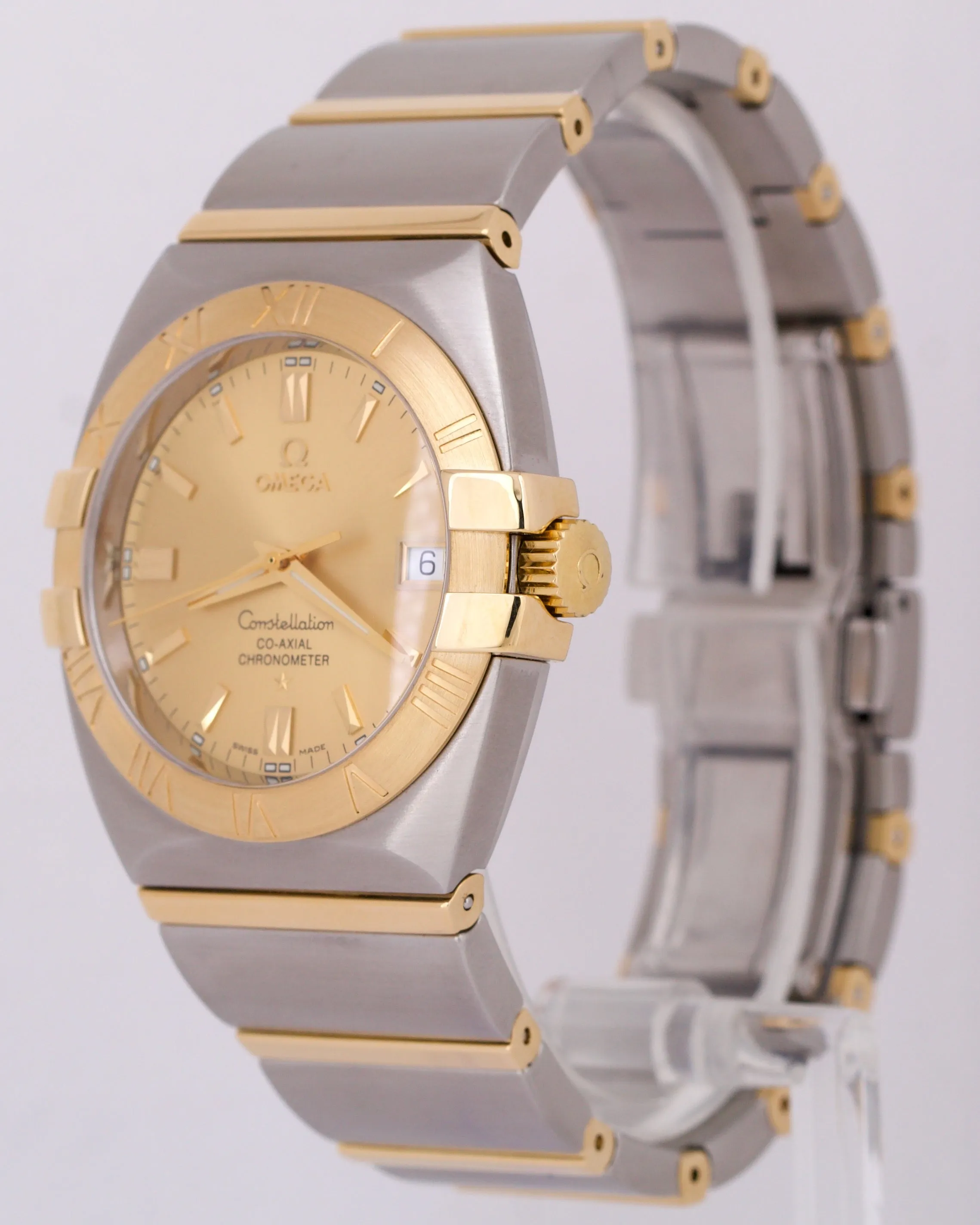 MINT Omega Constellation 18k Gold Steel CHAMPAGNE 35mm 123.20.35.20.08.001 BOX