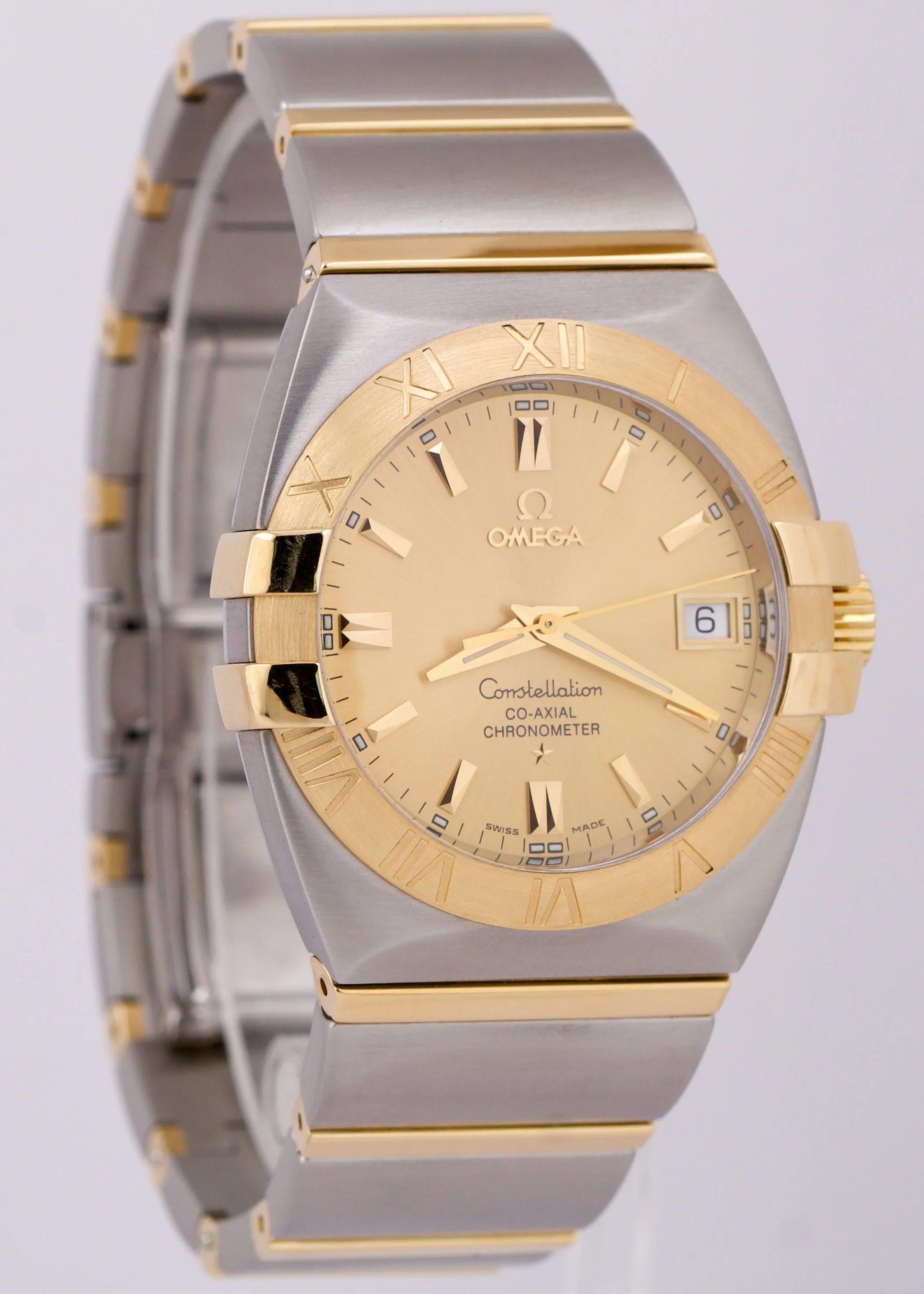 MINT Omega Constellation 18k Gold Steel CHAMPAGNE 35mm 123.20.35.20.08.001 BOX