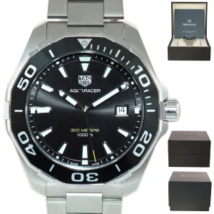 MINT PAPERS Tag Heuer Aquaracer Steel WAY101C Black 43mm Quartz Date Dive Watch