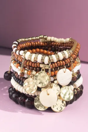 Mocha Seed bracelet with charm accents *