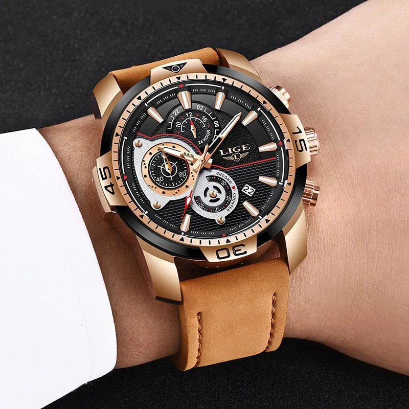 MONTRE TOP MARQUE DE LUXE EN CUIR