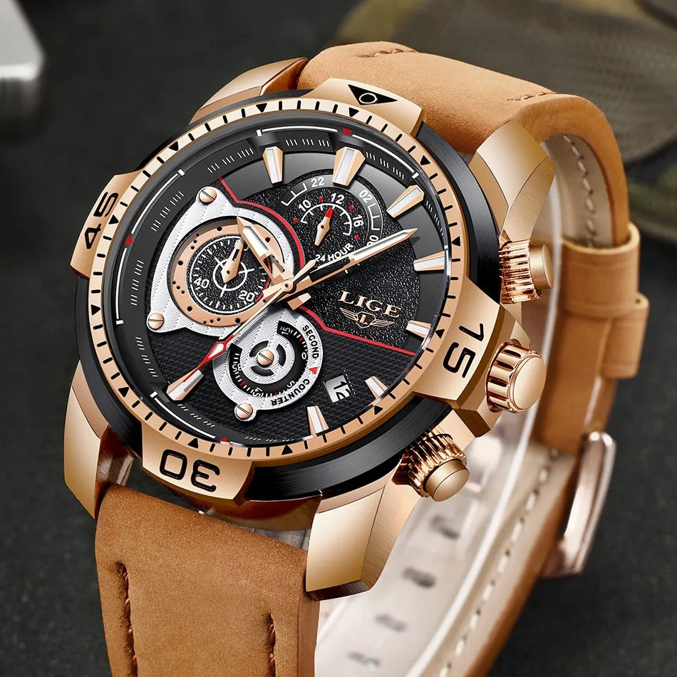 MONTRE TOP MARQUE DE LUXE EN CUIR