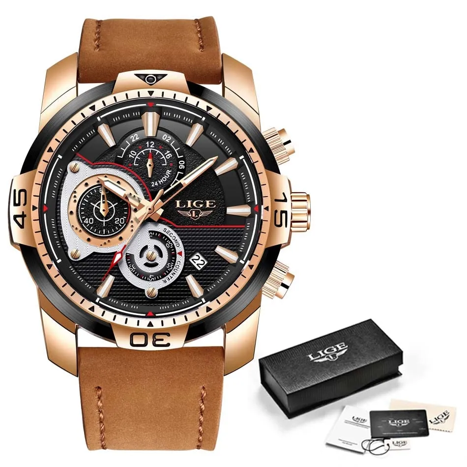MONTRE TOP MARQUE DE LUXE EN CUIR