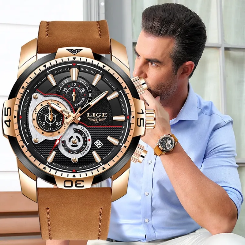 MONTRE TOP MARQUE DE LUXE EN CUIR