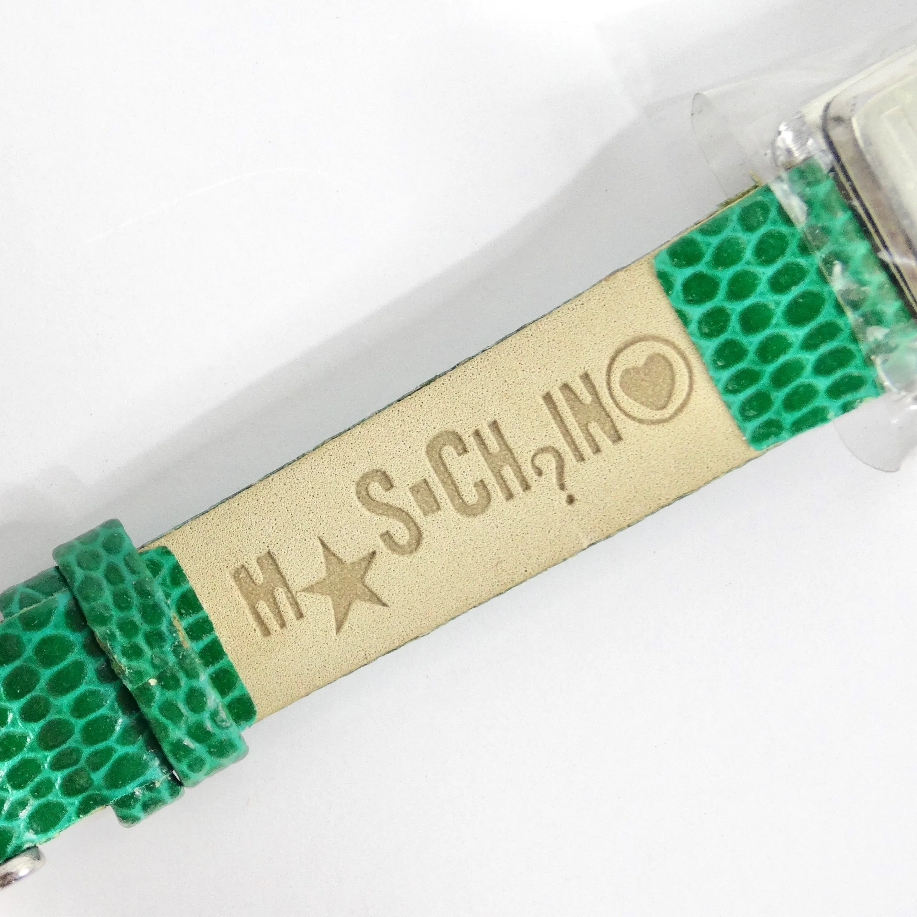 Moschino 1980s Green Lizard Embossed Watch
