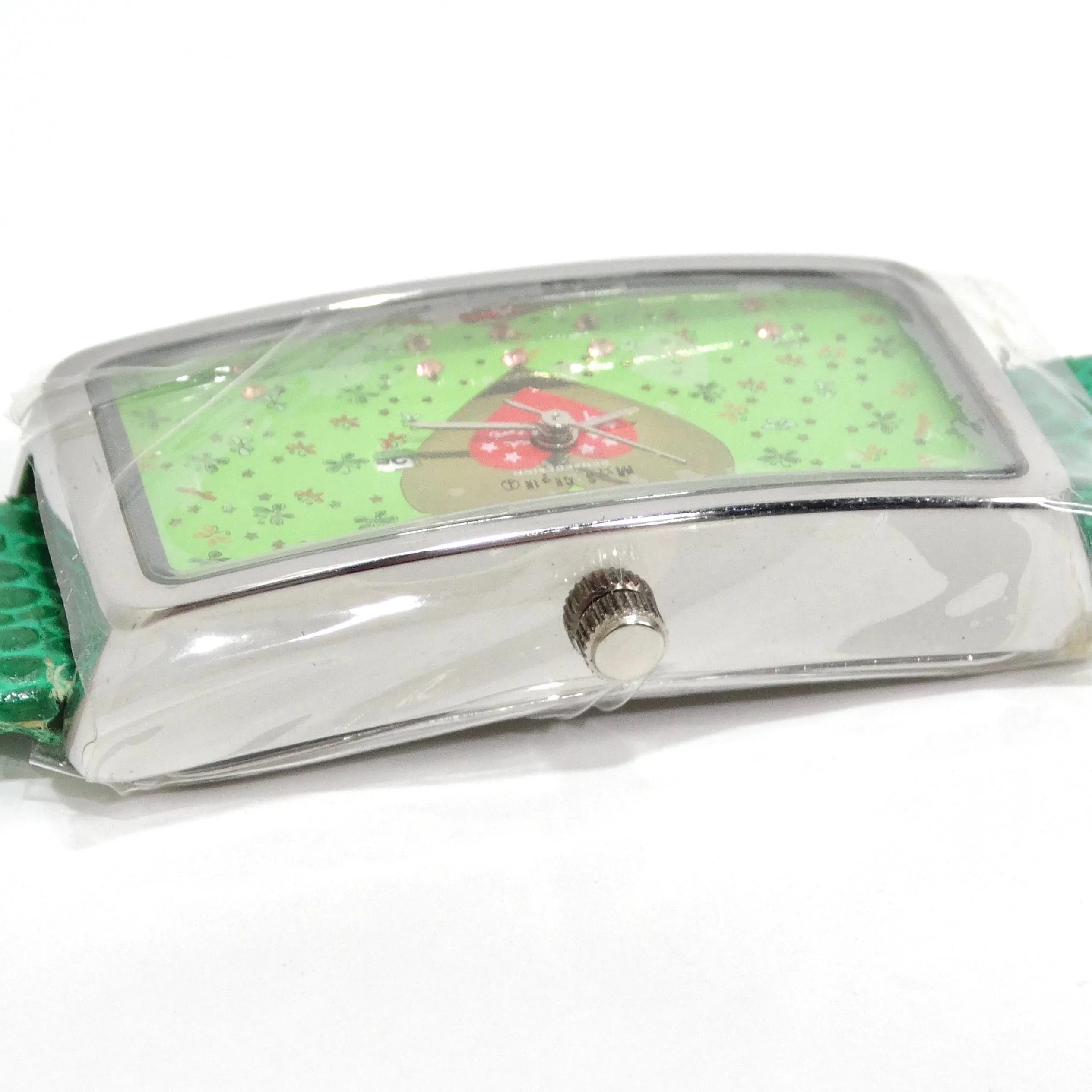 Moschino 1980s Green Lizard Embossed Watch