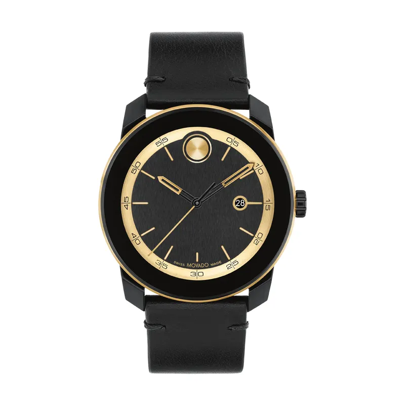 Movado Bold TR90 Black and Gold Dial Watch