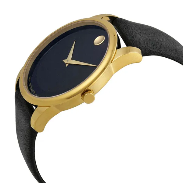 Movado Museum Classic Black Leather Black Dial Quartz Watch for Gents - 606876