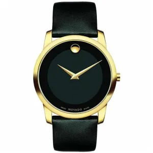 Movado Museum Classic Black Leather Black Dial Quartz Watch for Gents - 606876