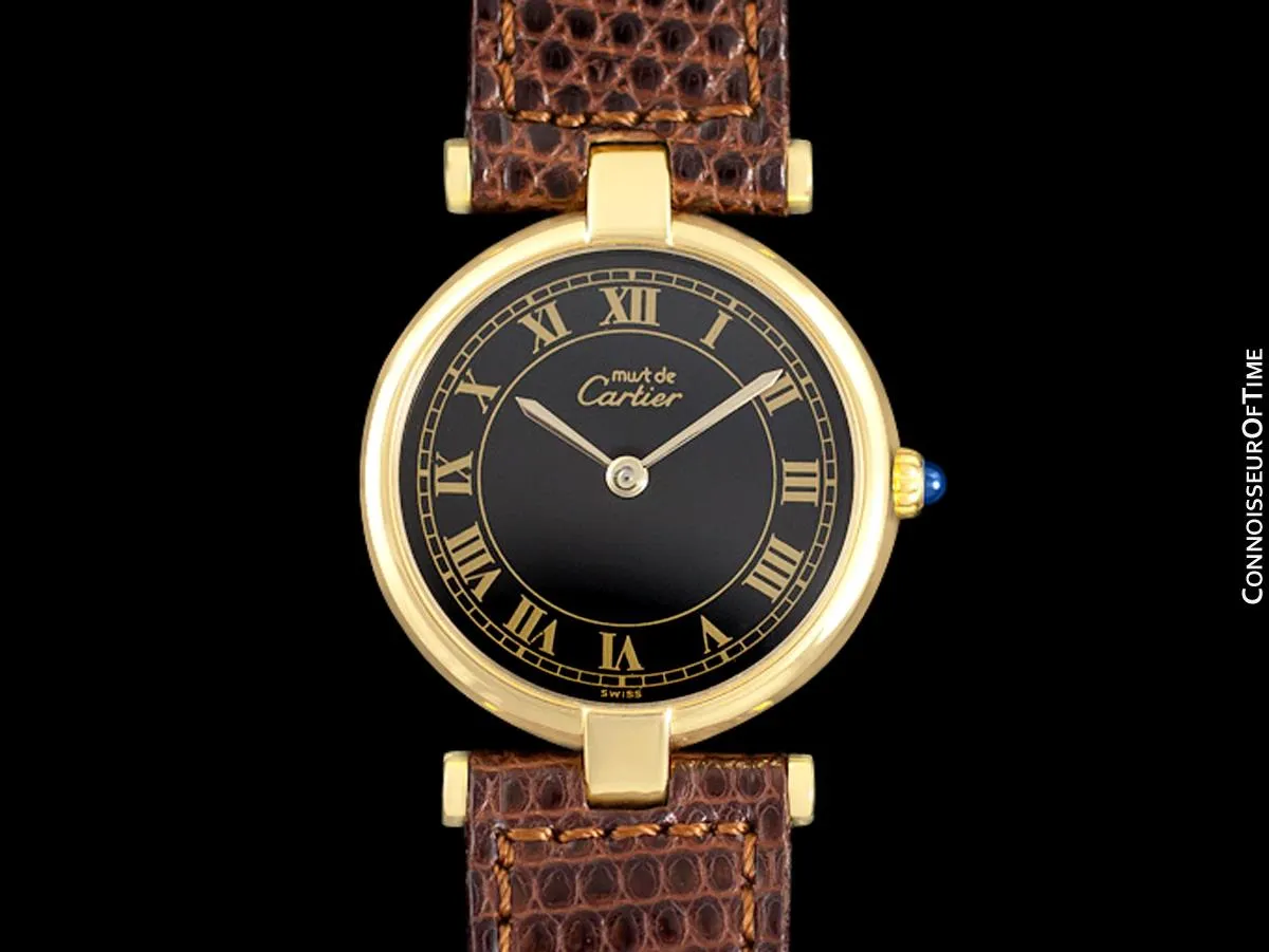 Must De Cartier Vendome Ladies Vermeil Watch - 18K Gold Over Sterling Silver