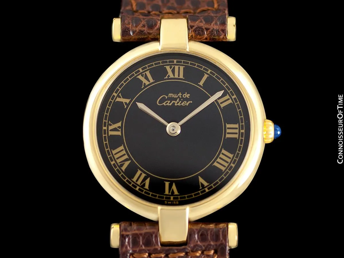 Must De Cartier Vendome Ladies Vermeil Watch - 18K Gold Over Sterling Silver