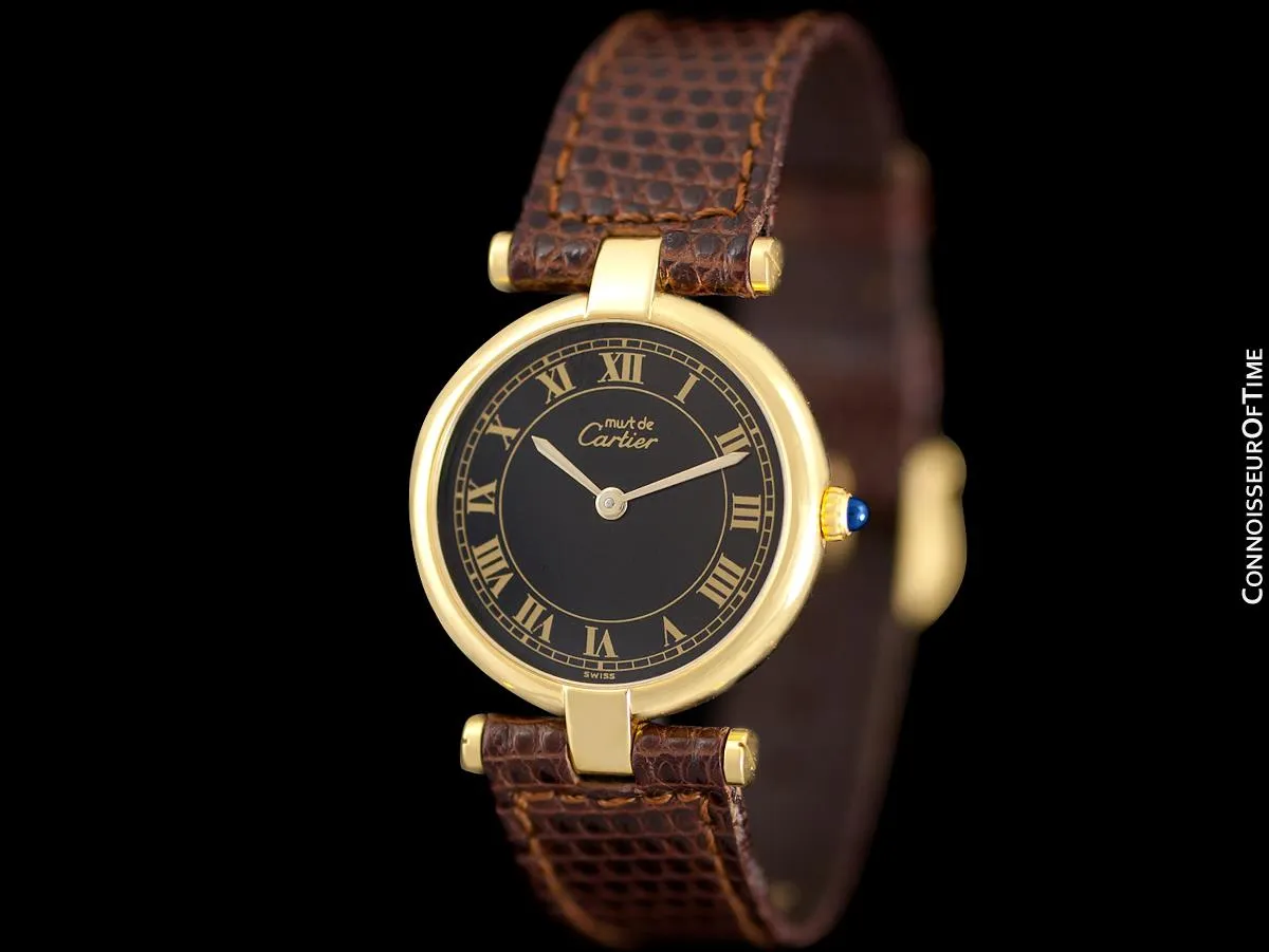 Must De Cartier Vendome Ladies Vermeil Watch - 18K Gold Over Sterling Silver