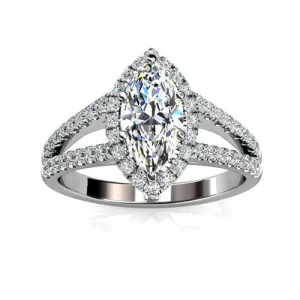 Natural MARQUISE Diamond1.5 CT G VS2 Engagement Ring 14k White GIA Certified