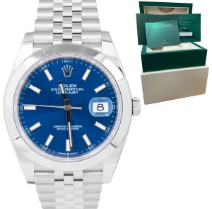 NEW 2022 Rolex DateJust 41 Blue 41mm Stainless Steel Jubilee Watch 126300 B P