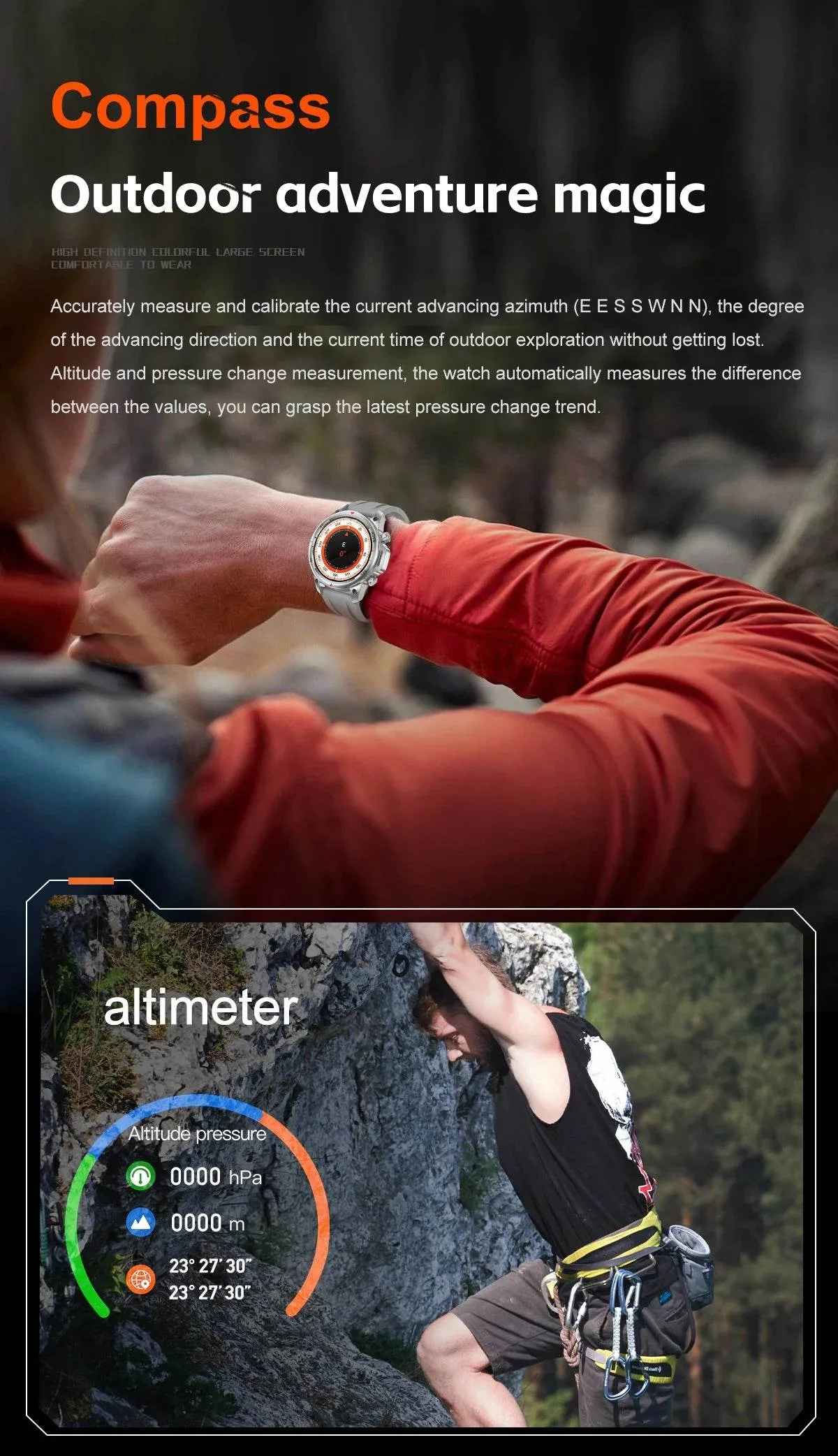 New high-end men's smart Bluetooth call smartwatch IP67 GPS sports fitness 410mAh large battery with flashlight smartwatch