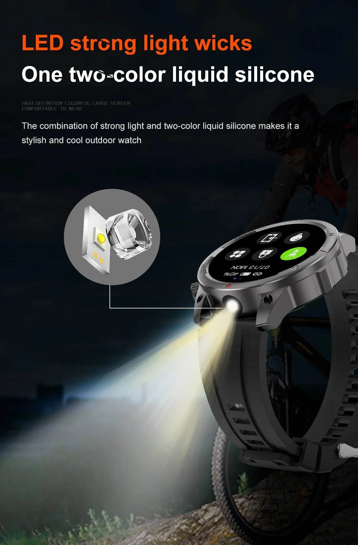 New high-end men's smart Bluetooth call smartwatch IP67 GPS sports fitness 410mAh large battery with flashlight smartwatch