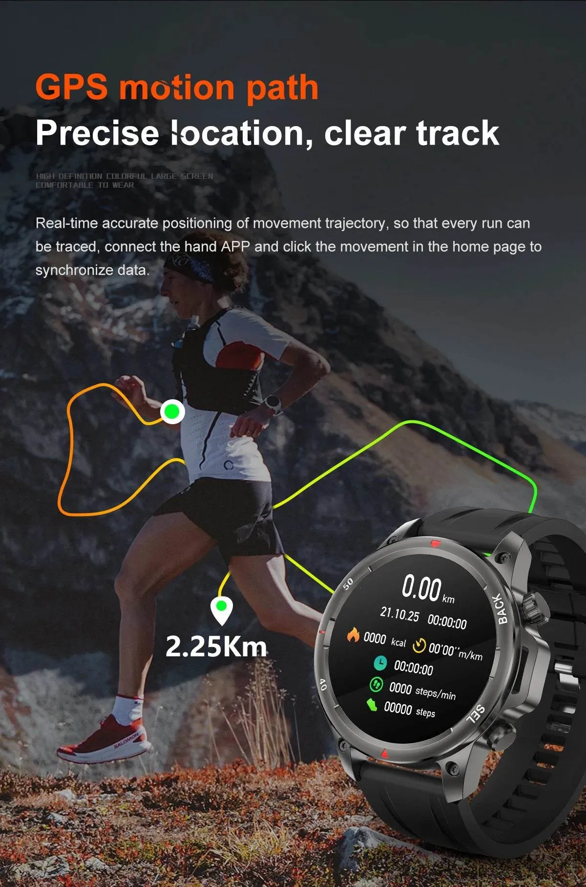 New high-end men's smart Bluetooth call smartwatch IP67 GPS sports fitness 410mAh large battery with flashlight smartwatch
