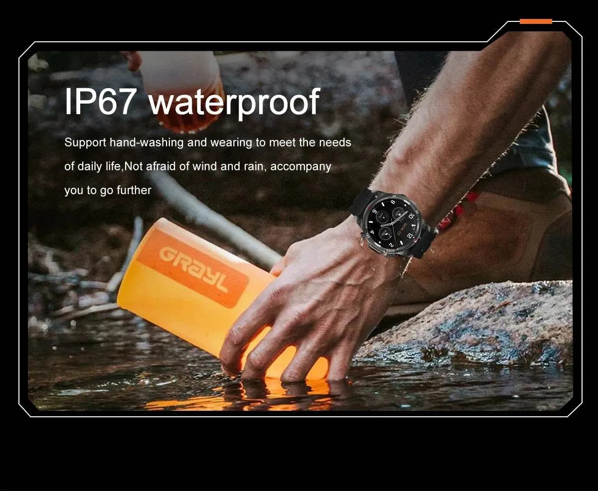 New high-end men's smart Bluetooth call smartwatch IP67 GPS sports fitness 410mAh large battery with flashlight smartwatch