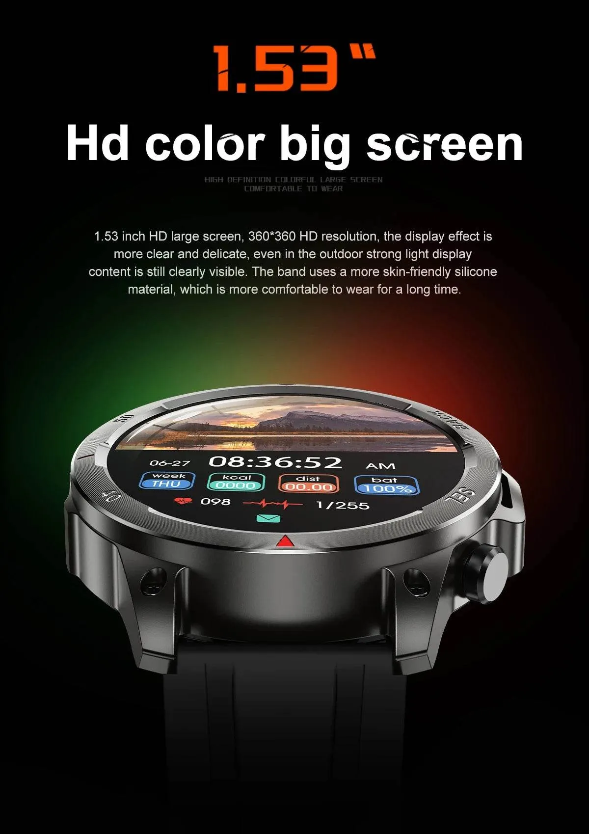 New high-end men's smart Bluetooth call smartwatch IP67 GPS sports fitness 410mAh large battery with flashlight smartwatch