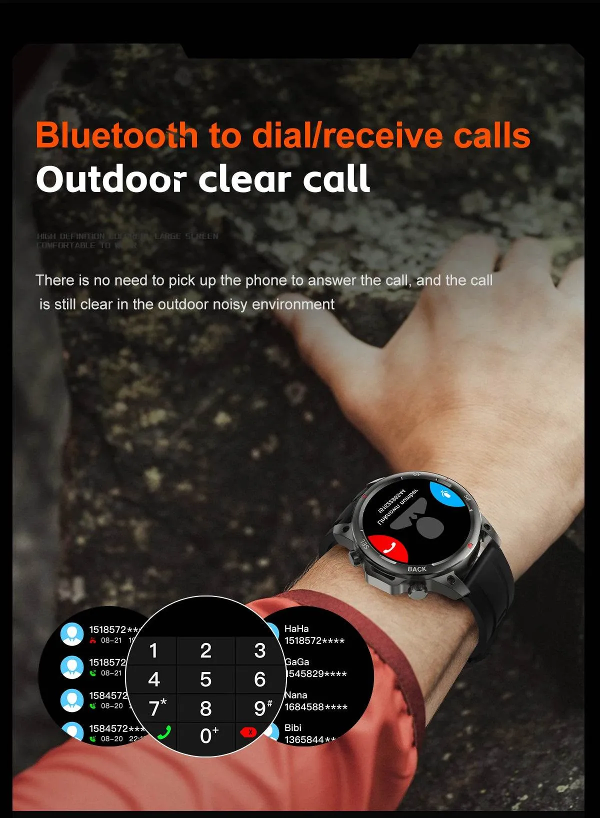 New high-end men's smart Bluetooth call smartwatch IP67 GPS sports fitness 410mAh large battery with flashlight smartwatch