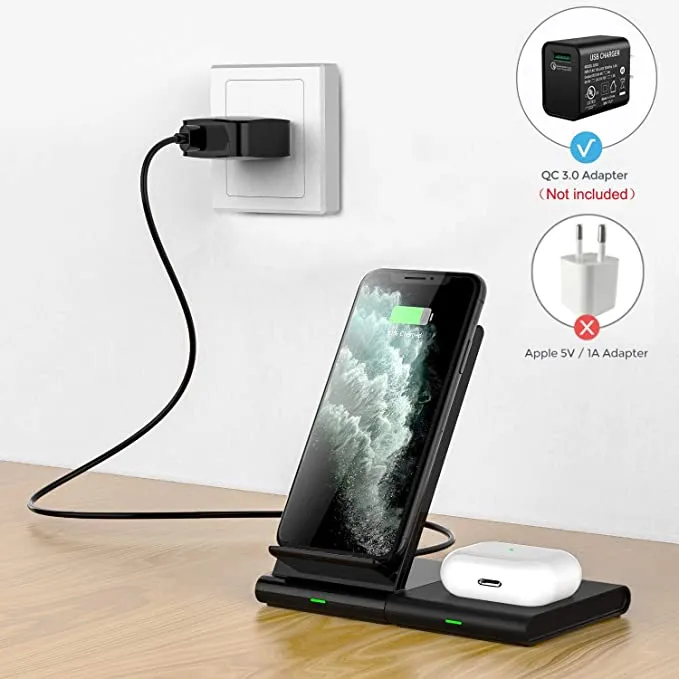 New in box! Hoidokly 2 in 1 Wireless Charger, Dual Charging Stand 10W Fast Charging Station for IQ Enabled Phones, Watches & Airpods!