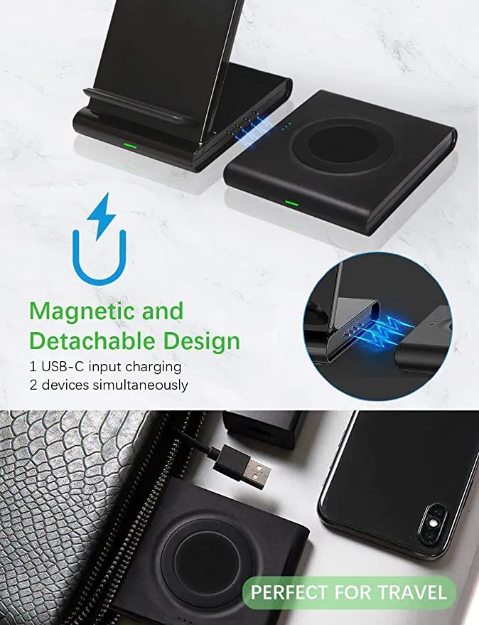 New in box! Hoidokly 2 in 1 Wireless Charger, Dual Charging Stand 10W Fast Charging Station for IQ Enabled Phones, Watches & Airpods!