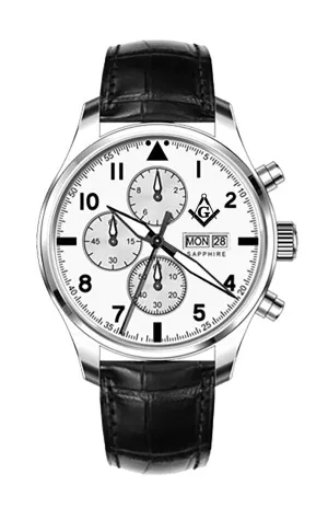 New Men's Stainless Steel Master Mason Masonic Chronograph Watch, 46mm