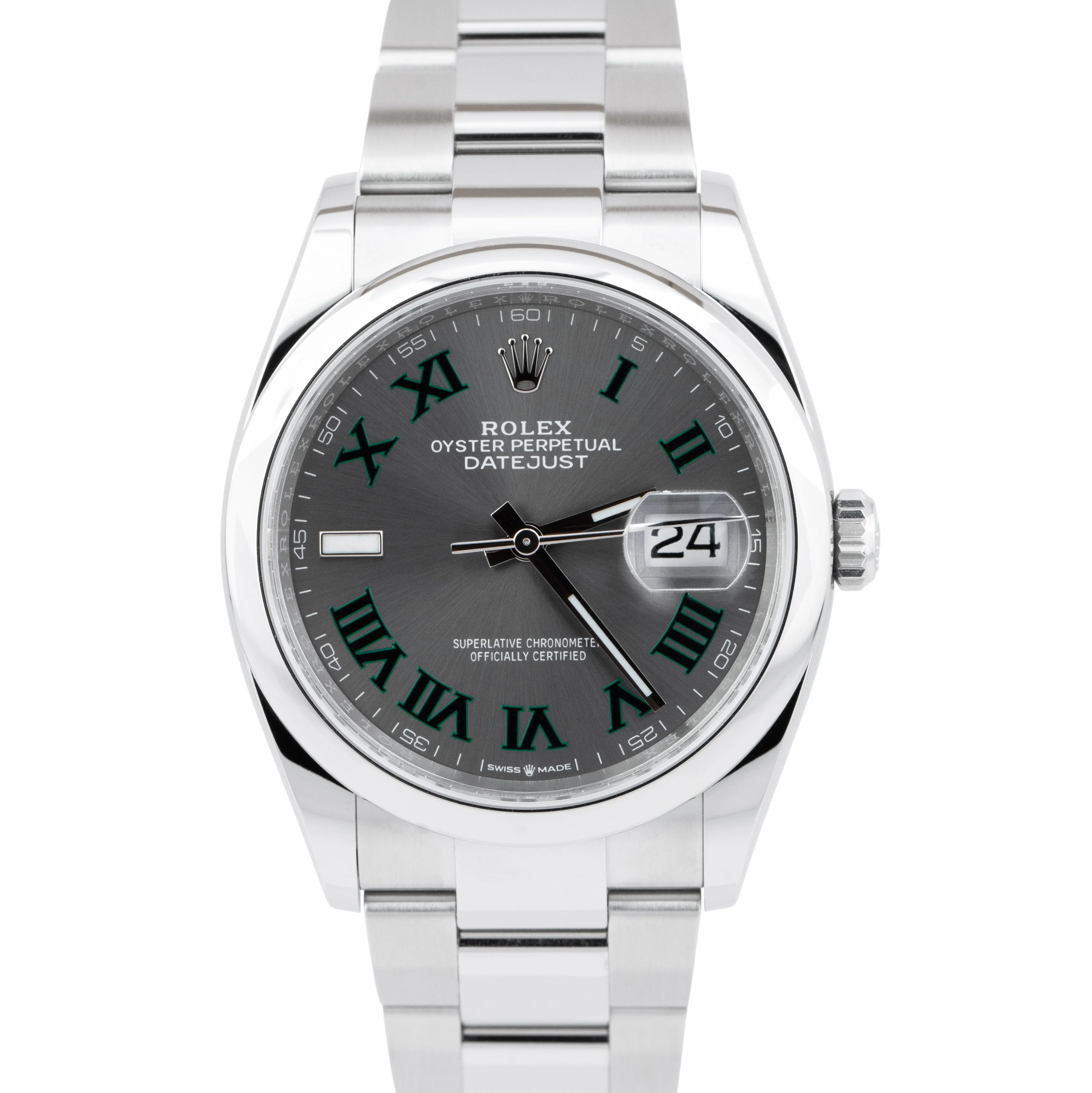 NEW OCT. 2022 Rolex DateJust 36mm Wimbledon Grey Stainless Oyster Watch 126200